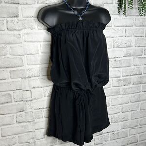 Olive Olivia Black Silk Strapless Romper Jumpsuit Size Small Classy Casual